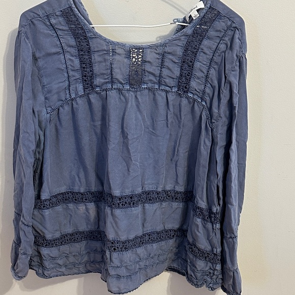 Wilfred Tops - Wilfred Navy Lace Trim Blouse